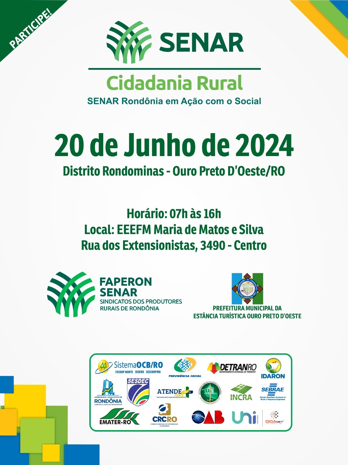 Senar Rondônia promove Cidadania Rural em Rondominas, distrito de Ouro Preto do Oeste