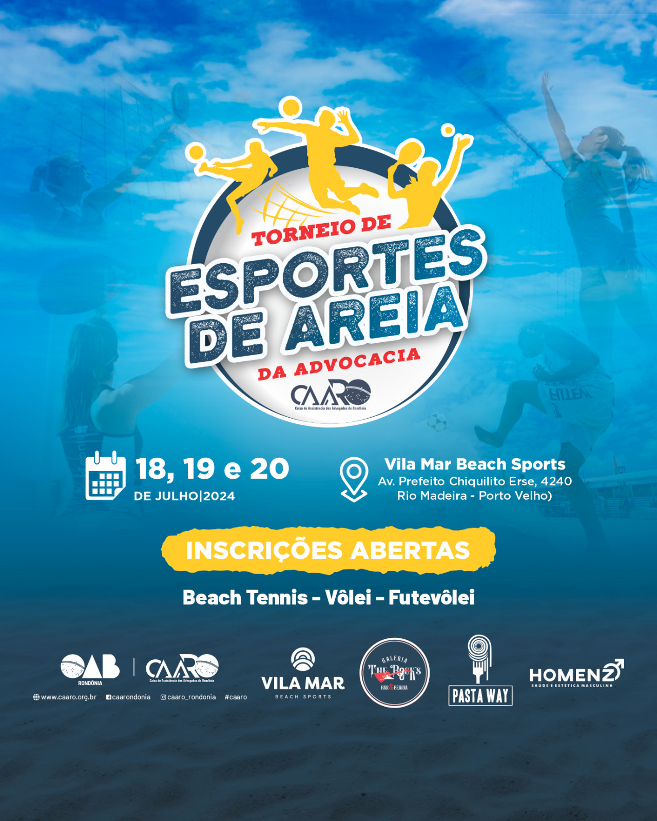 CAARO abre inscrições para o 1º Torneio de Esportes Areia da Advocacia